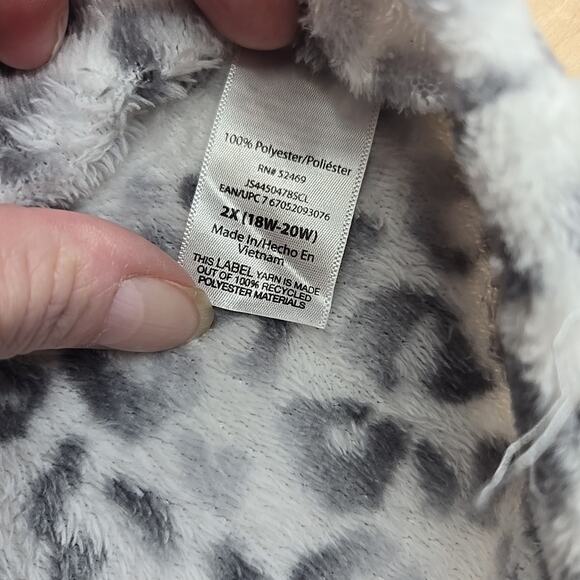 Joyspun Women's Velour White Grey Animal Print 2Pc Pajama Set 2X - Picture 6 of 15